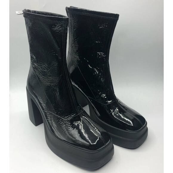 Free People Shoes - Free People Womens Double Stack Platform Boots Patent Leather Black 38.5 US 8.5